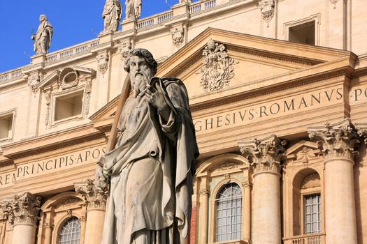 Satue of Saint Peter, Maderno facade, Saint Peters Basilica, Vatican City, Rome