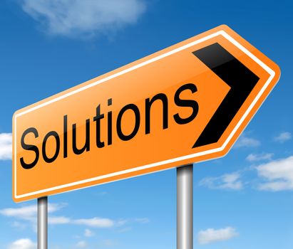 Illustration depicting a sign with a solutions concept.