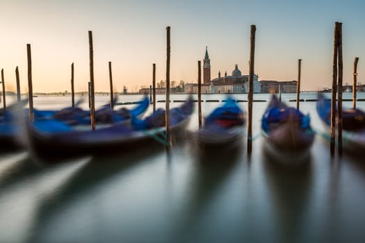 Grand Canal Embankment and San Giorgio Maggiore Church at Dawn, Venice, Italy