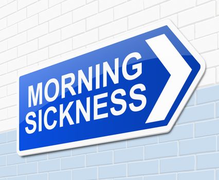 Illustration depicting a sign with a morning sickness concept.