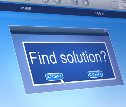 Illustration depicting a computer dialogue box with a solution concept.