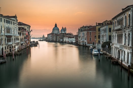 Grand Canal and Santa Maria della Salute Church from Accademia Bridge Venice, Italy