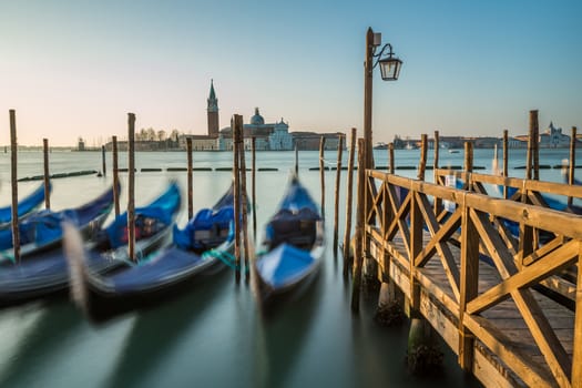 Grand Canal Embankment and San Giorgio Maggiore Church at Dawn, Venice, Italy