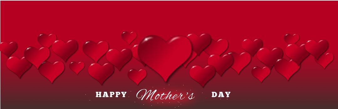 Illustration of hearts for a Mother's Day on a red background