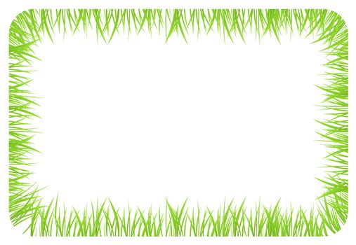 White background banner with frame, border made of grass