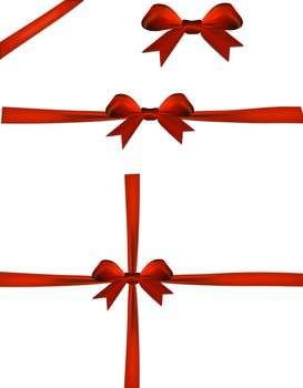 Set of christmas red bow isolated on a white background