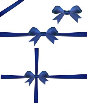 Set of christmas blue bow isolated on a white background
