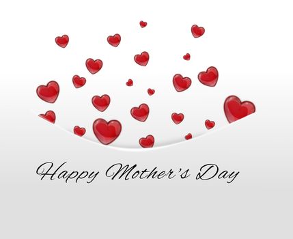 Red hearts tucked away in pocket,envelope on a white background on Mother's Day