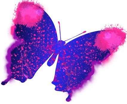 Illustration of colourful painting butterfly isolated on a white background
