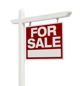 Right Facing Isolated on White Home For Sale Real Estate Sign with Clipping Path.