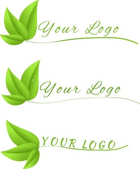 Brand logos made from leaves isolated on a white background