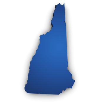 Shape 3d of New Hampshire State map colored in blue and isolated on white background.