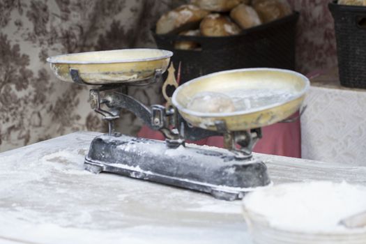 old tilted to weigh flour, medieval fair