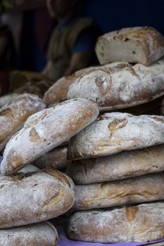 artisan bread in ancient medieval fair, Spain