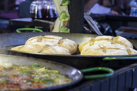 artisan bread in ancient medieval fair, Spain