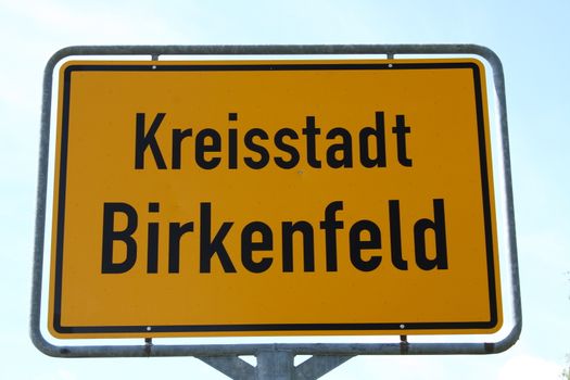 Local sign of the county town of Birkenfeld "Rheinland Pfalz" Germany