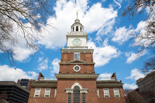 Independence Hall in Philadelphia Pennsylvania from the south side, site of the signing of the Declaration of Independence in 1776