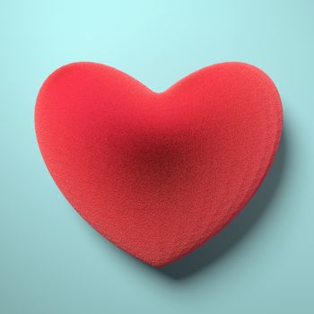 Heart from red fur. 3d render illustration