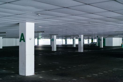 abandoned huge car park of a supermarket during a public holiday