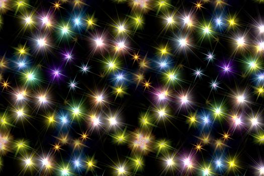 
Abstraction in the form of a multicolored shining stars on a black background