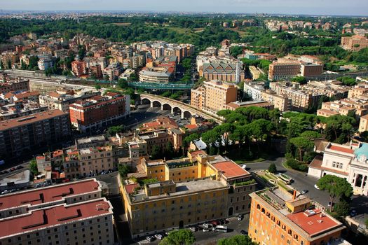 Aerial view of Vatican from St Peter Basilica, Rome, Italy