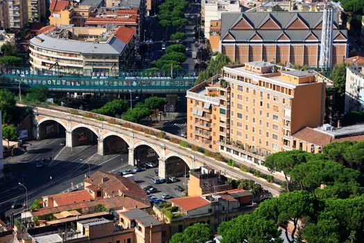 Aerial view of Vatican from St Peter Basilica, Rome, Italy