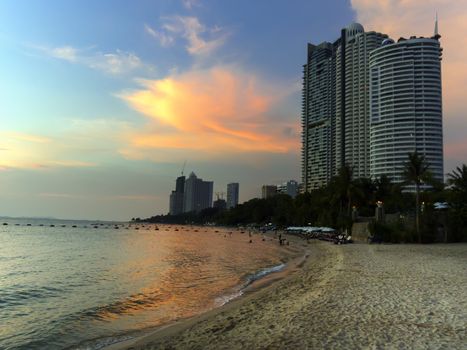 Wongamat Beach Sundown. North of Pattaya City, Thailand.