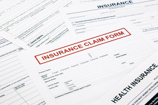 insurance claim form, paperwork and legal document, accidental and insurance concepts