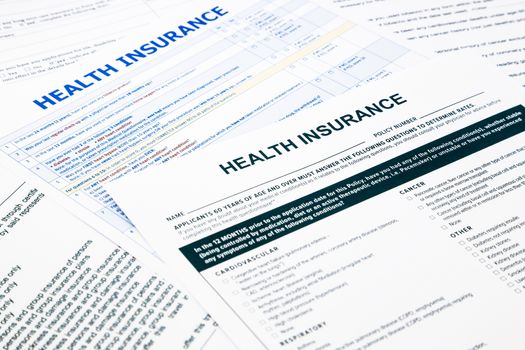 health insurance form, paperwork and questionnaire for insurance concepts