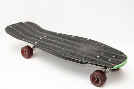 Vintage Style Black Skateboard on a white Background