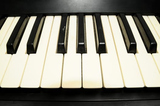 Black and White Digital Piano keyboard closeup