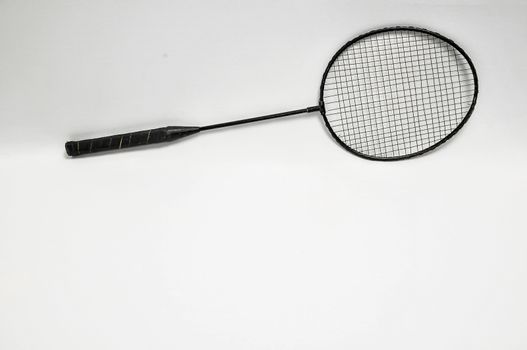 Vintage Old Used Black Racket on a White Background