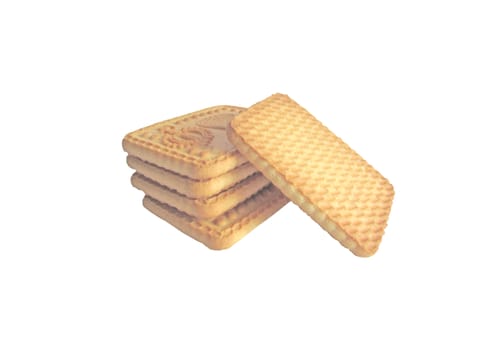 Some tiles cookies are presented on a white background