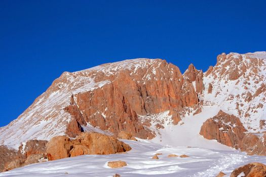 Rocky mountain and blue clear sky