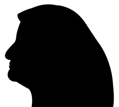 a muslim lady with scarf, silhouette vector