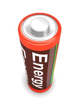 3D rendered Illustration. Isolated on white. An AA Battery.