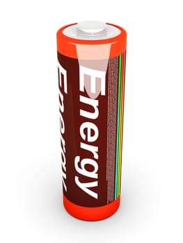 3D rendered Illustration. Isolated on white. An AA Battery.