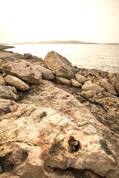 Nightfall in Bugibba in Malta, Europe.