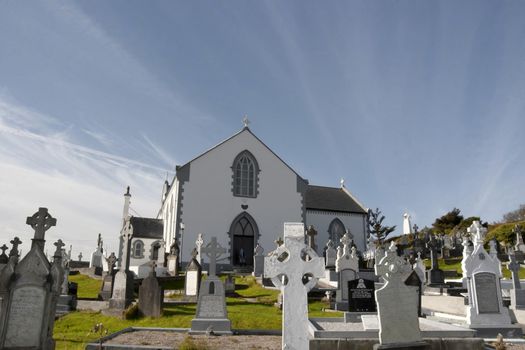 old Irish church and graveyard in Kincasslagh county Donegal Ireland