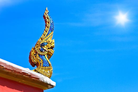 Thai dragon or king of Naga statue in temple