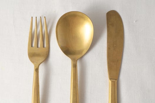 Ancient Vintage Silver Flatware on a White Background