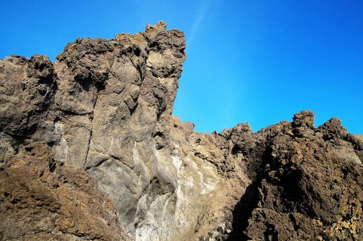 Dry Hardened Lava Rocks Landscape of a Dormant Volcano