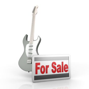 Guitar for sale. 3D rendered illustration.  