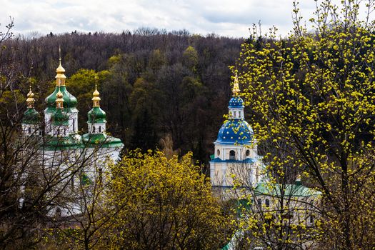 Vydubitskiy monastery in Kyiv (Ukraine) in early spring.