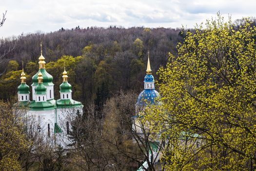 Vydubitskiy monastery in Kyiv (Ukraine) in early spring.