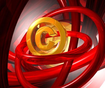 copyright symbol in abstract space - 3d illustration