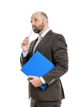 An image of a handsome business man with a blue folder