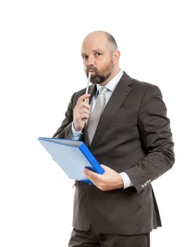 An image of a handsome business man with a blue folder