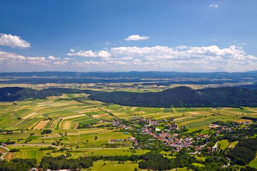 Aerial view of agricultural fields