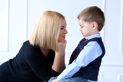 Family. Beautiful woman with adorable kid